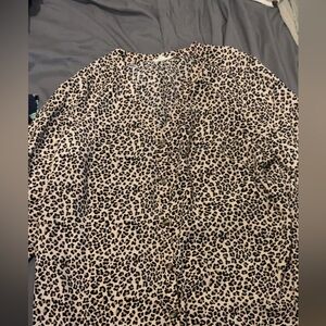 Cheetah button down blouse